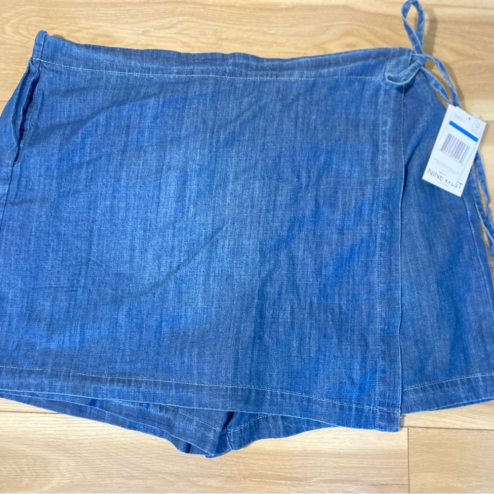 Nine West Blue Denim Skort with Elastic Waist